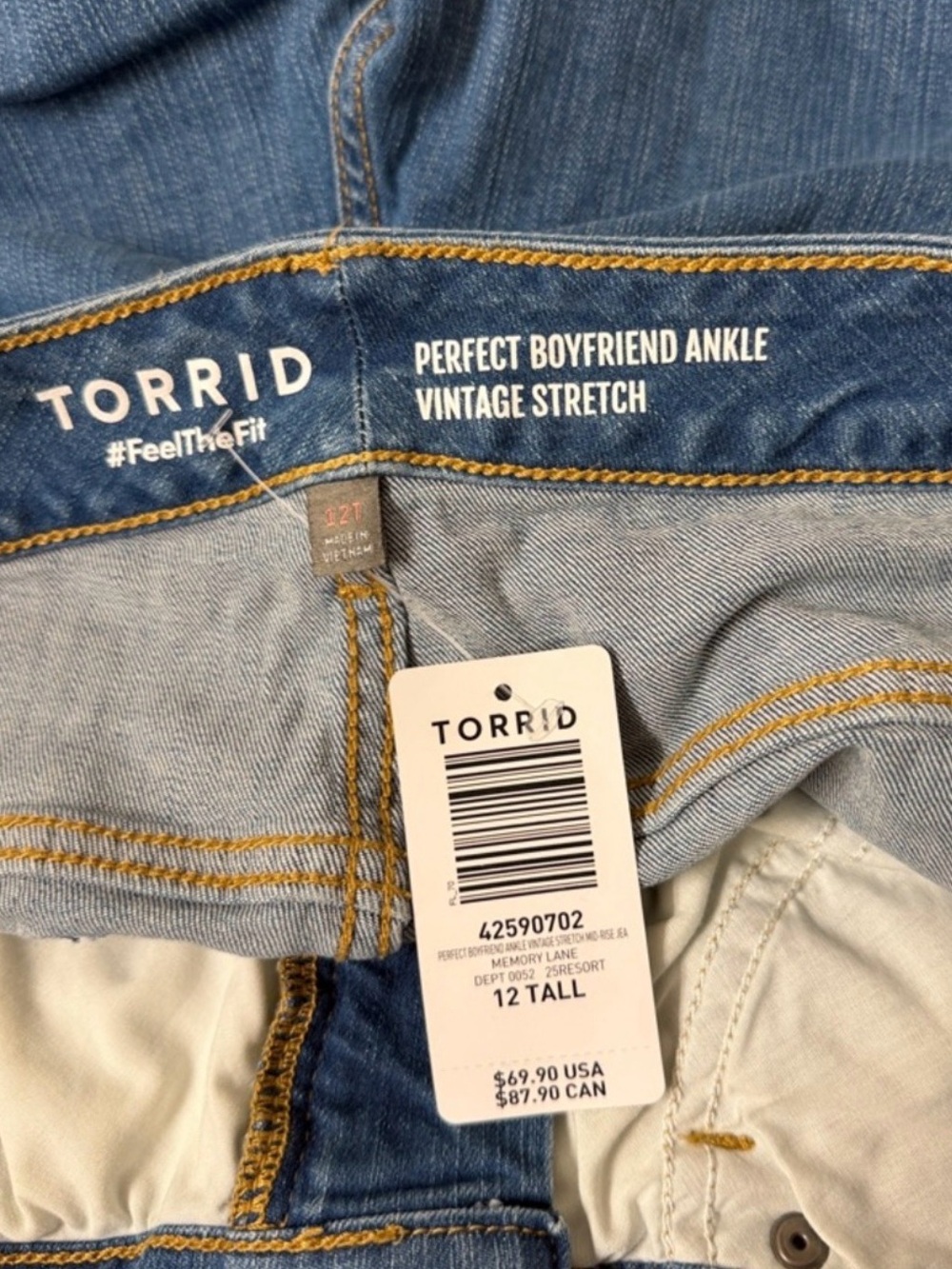 Torrid Perfect Boyfriend Ankle Vintage Stretch Denim Jeans - Picture 2 of 7